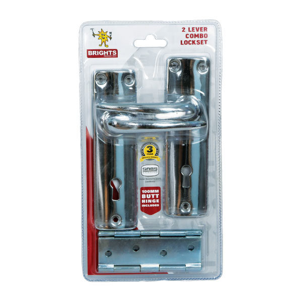 MORTICE 2LEVER LOCKSET AND HINGE COMBO PACK BRIGHTS Hardware Shop