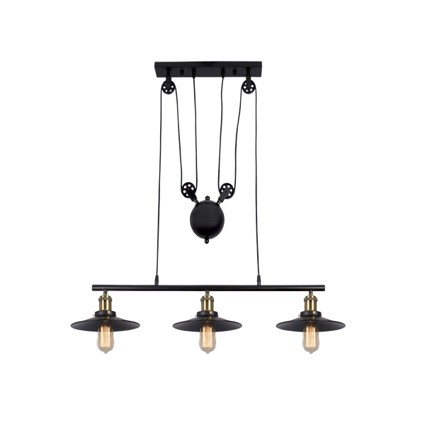 BRIGHT STAR MATT BLACK METAL PENDANT WITH PULLEY CORD | BRIGHTS ...