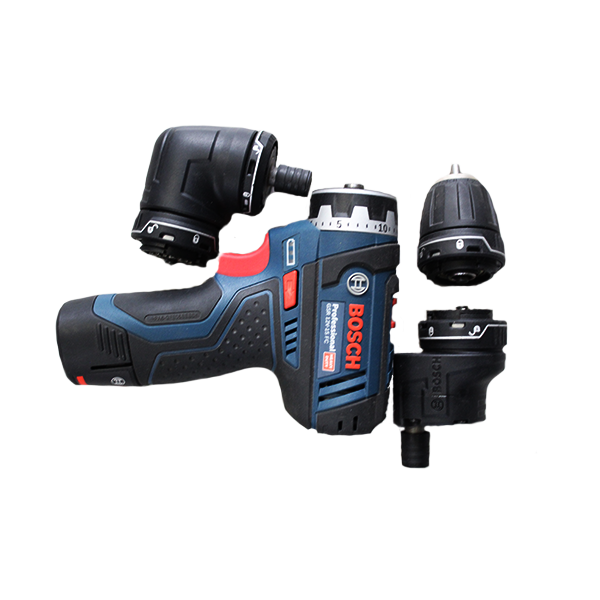 BOSCH CORDLESS 12V LI-ION DRIVER KIT WITH 3 CHUCKS AND 2X2AH BATTERIES