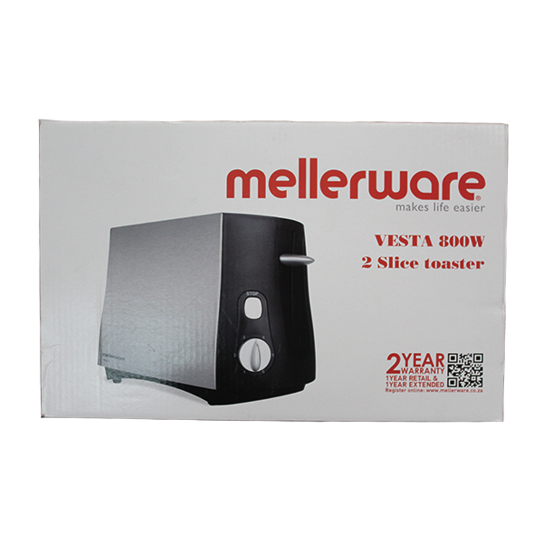 MELLERWARE TOASTER S/STEEL 2 SLICE 800W