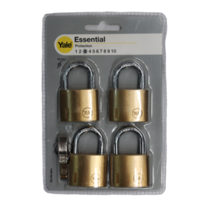 YALE ESSENTIAL PADLOCK 40MM 4 PACK BRASS