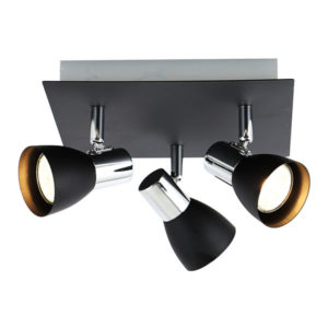 Bright Star Spotlight 3-Light Matt Black and Polished Chrome