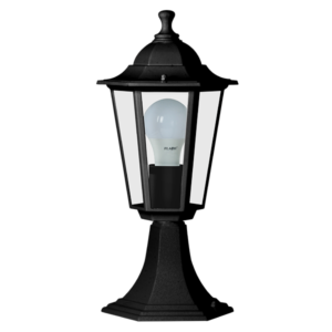 Flash Lantern 6 Panel Pillar Mount Black