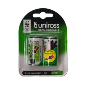 UNIROSS BATTERY C 2100MAH RECHARGEABLE 2PACK