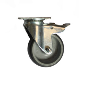 CASTOR WHEEL PLATE SWIVEL BRAKE 75MM