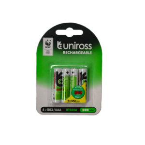 UNIROSS RECHARGEABLE BATTERY AAA 800MAH 4PACK