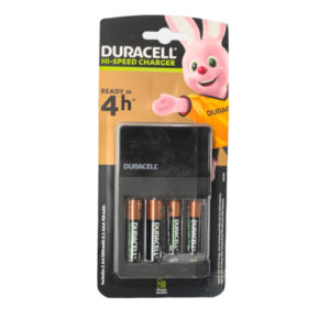 DURACELL BATTERY CHARGER + 2 X AA AND 2 X AAA BATTERY