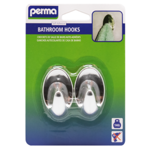 PERMA ADHESIVE SILVER BATHROOM HOOKS H2083S