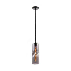 PENDANT 1L TWISTED GLASS BLACK/SMOKE