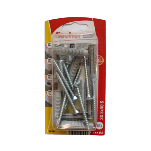 Fischer Plug & Screw 8MM X 40MM (10) - BRIGHTS Hardware | Shop Online