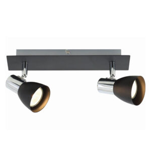 Bright Star Spotlight 2-Light Polished Chrome Matt Black Square