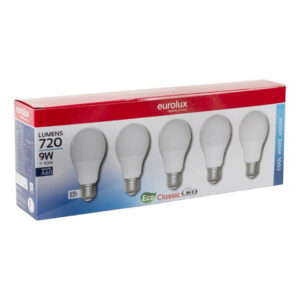 EUROLUX 9W LED COOL WHITE GLOBES 5PACK