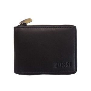 Bossi Leather Wallet Black Zip Case