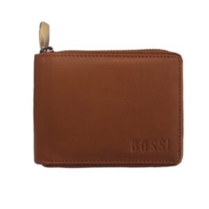 Bossi Leather Wallet Brown Zip Case