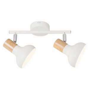 Bright Star Spotlight 2-Light White Metal with Wood Finish and Polished Chrome