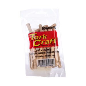 TorkCraft Wood Dowels Fluted 8MM X 40MM 40PC