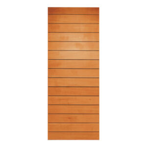 Solid Doors Horizontal Grooved Wooden Front Door