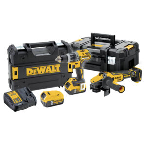 Dewalt Brushless Cordless 18V Li-ion Impact Drill & Angle Grinder 125mm Kit with 2 x 5Ah Batteries