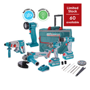 Total 20V 5pc Cordless Industrial Combo Kit