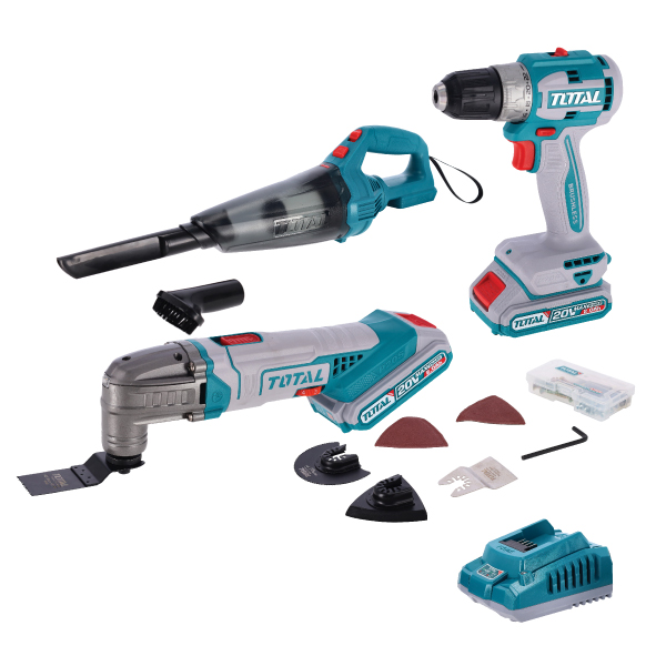 8879-Total-20V-3pc-Cordless-Drill,-Vacuum-&-Multi-tool-Combo-Kit